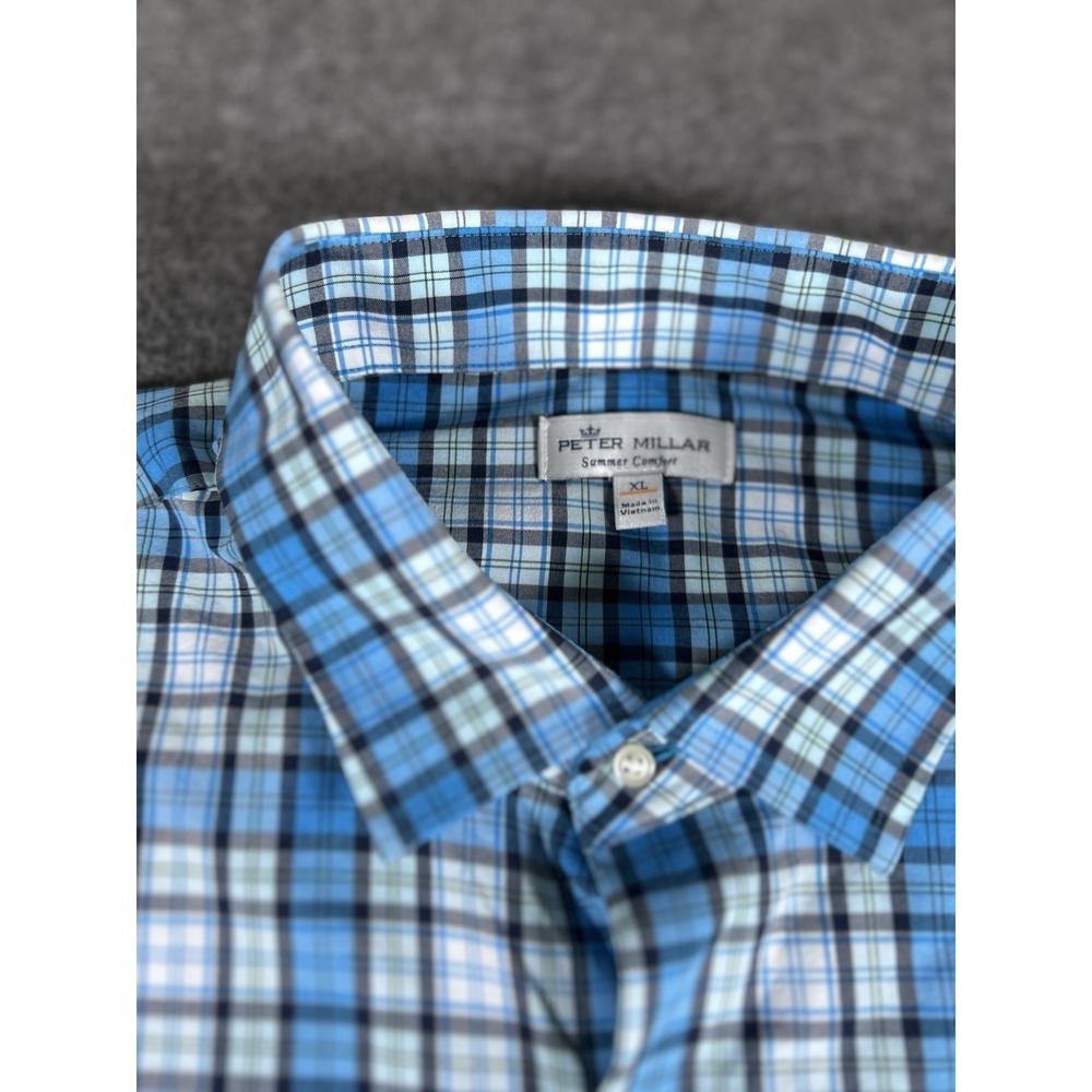 Peter Millar Men's‎ XL Blue  Plaid Summer Comfort Shirt Lightweight - Picture 2 of 7